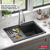 30” Granite Composite Workstation Kitchen Sink Drop-In Top Mount Single Bowl with WorkFlow™ Ledge and Accessories in Black